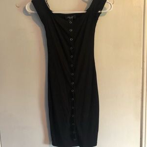 Black Button Up Bodycon Dress NWOT
